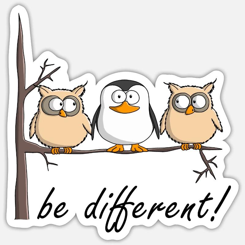 Eule und Pinguin Sticker Größe S (10 x 10 cm)