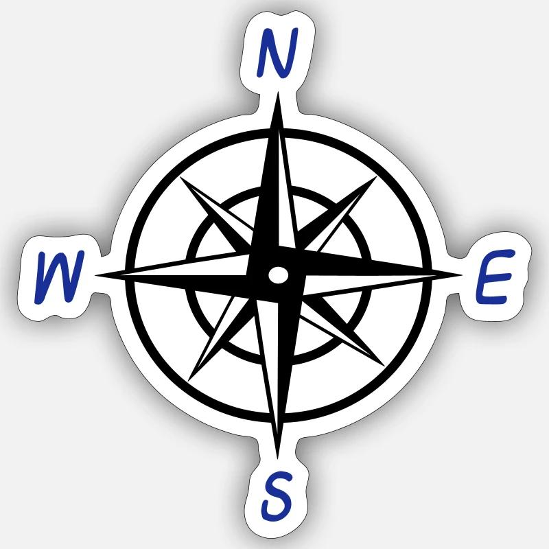 Kompass Seefahrer Nautik Survival Küste Geschenk - Sticker Größe S (10 x 10 cm) - Mattweiß
