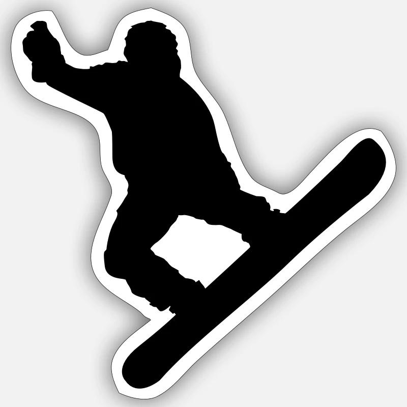 faire du snowboard - Sticker taille S (10 x 10 cm) - blanc mat