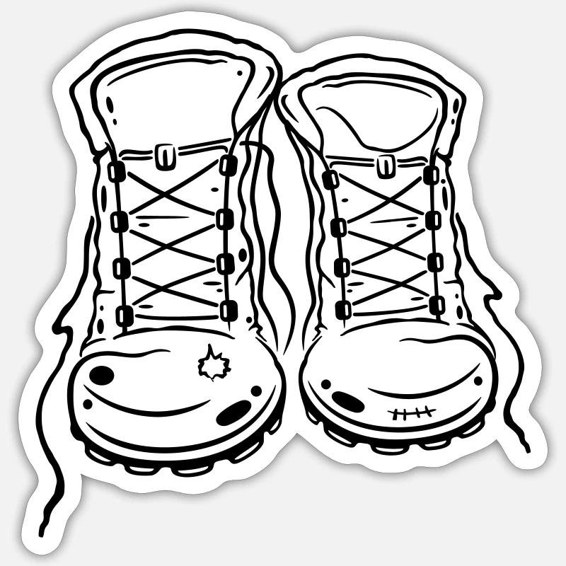 Bottes de randonnée - Sticker taille S (10 x 10 cm) - blanc mat
