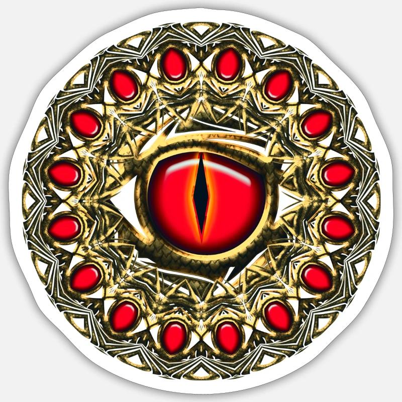 Oeil dragon Symbole magique 4 éléments puissance - Sticker taille S (10 x 10 cm) - blanc mat