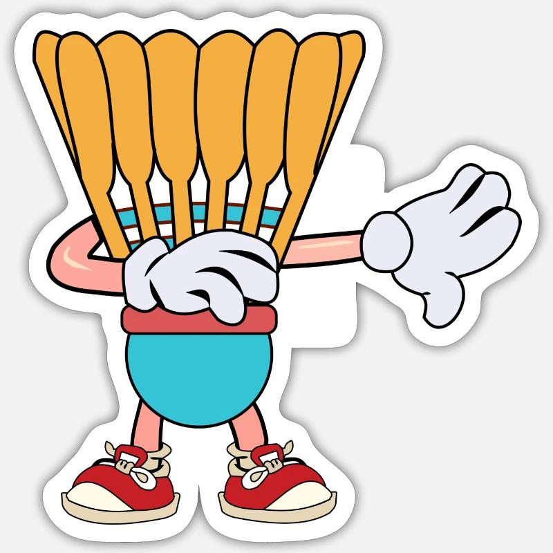 Federball Dabbing Geschenk - Sticker Größe S (10 x 10 cm) - Mattweiß