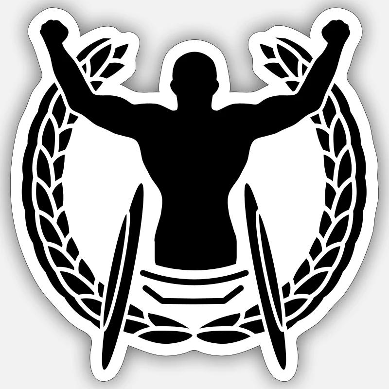 Sieger im Rollstuhl - Sticker Größe S (10 x 10 cm) - Mattweiß