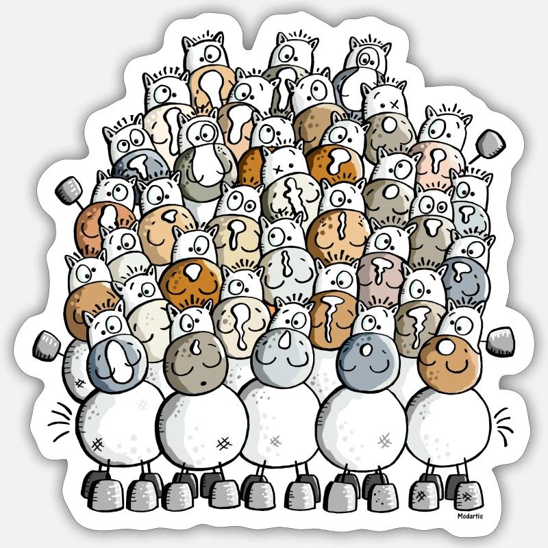 Le Tas De Chevaux - Cheval - Sticker taille S (10 x 10 cm) - blanc mat