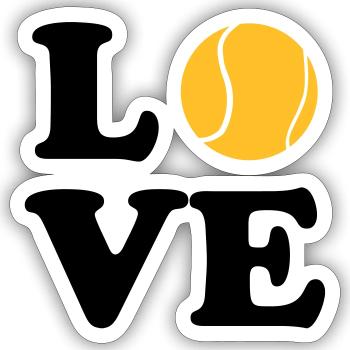 Love Tennis - Sticker taille S (10 x 10 cm) - blanc mat - Devant