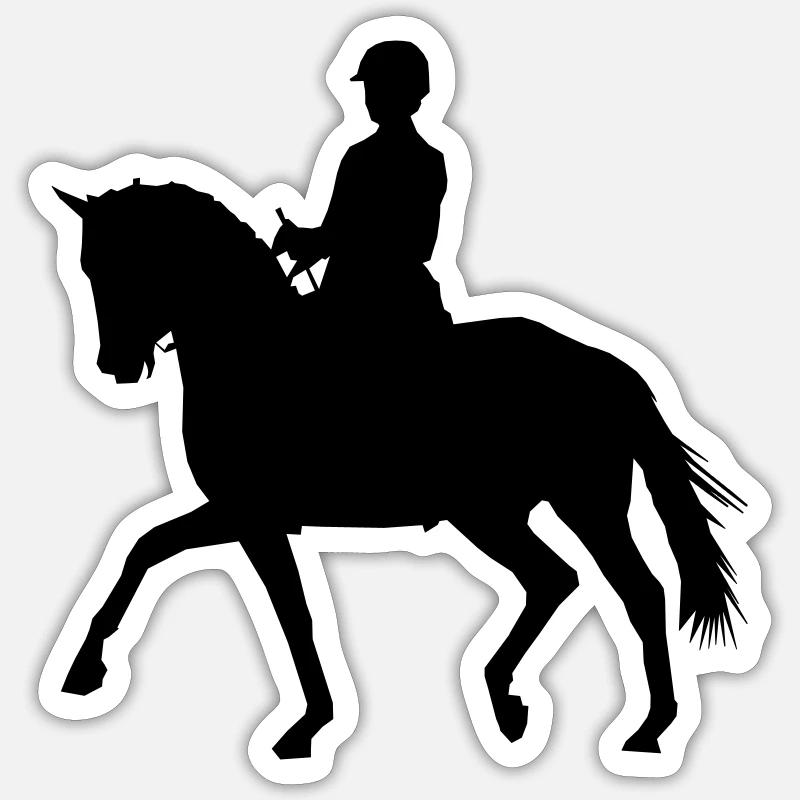 Reiterin mit Pferd - Sticker Größe S (10 x 10 cm) - Mattweiß