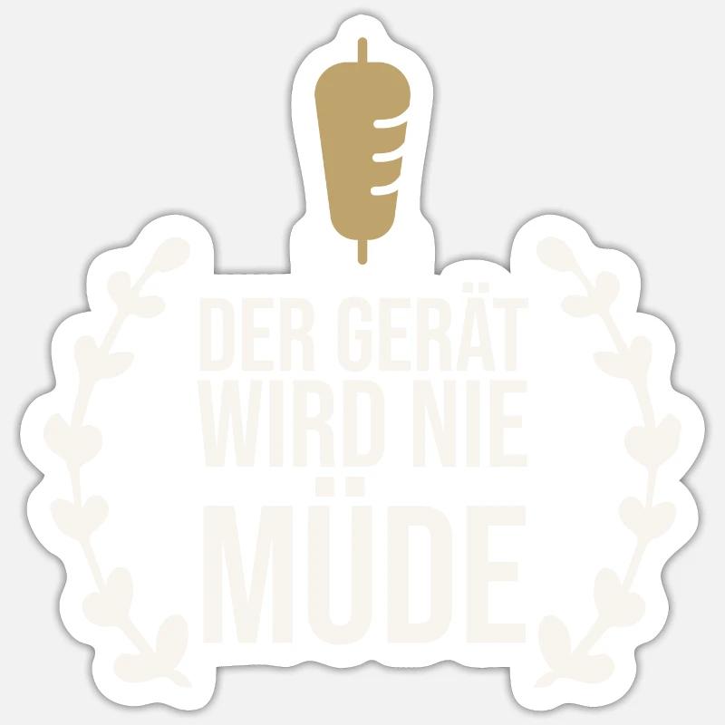Der Gerät wird nie müde - Sticker Größe S (10 x 10 cm) - Mattweiß