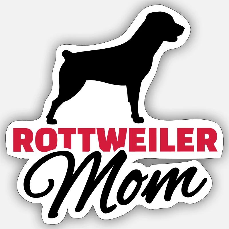 Rottweiler Mom - Sticker taille S (10 x 10 cm) - blanc mat