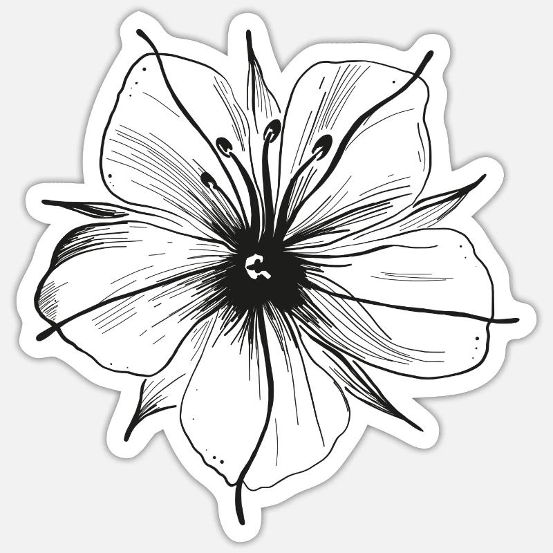 Filigrane Blume. Blüte im Sommer. - Sticker Größe S (10 x 10 cm) - Mattweiß