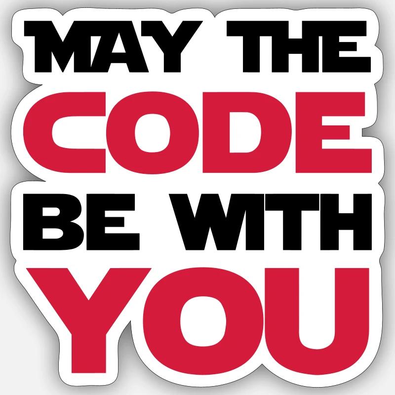 May the code be with you - Sticker taille S (10 x 10 cm) - blanc mat