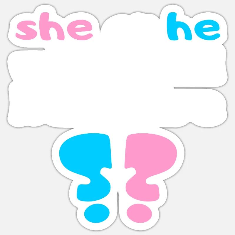 Cadeau de chemise de bébé de révélation de genre - Sticker taille S (10 x 10 cm) - blanc mat