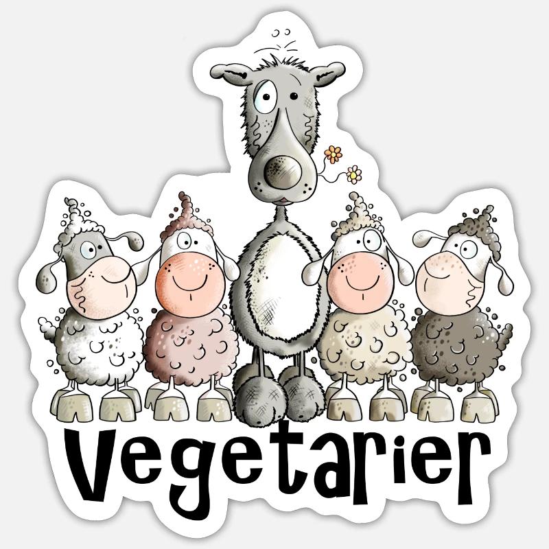 Vegetarier Wolf - Sticker Größe S (10 x 10 cm) - Mattweiß