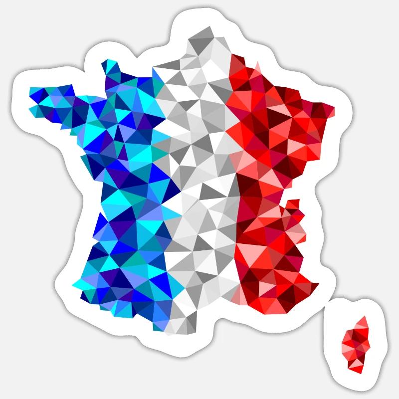 Frankreich im low poly Diamant Stil - Sticker Größe S (10 x 10 cm) - Mattweiß