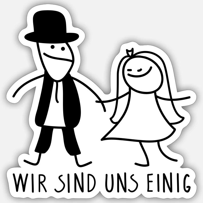 Brautpaar - Sticker Größe S (10 x 10 cm) - Mattweiß