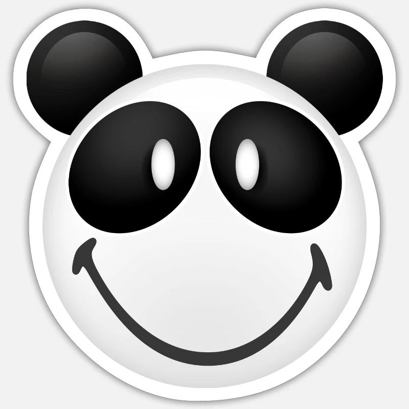 Smiley Panda - Sticker Größe S (10 x 10 cm) - Mattweiß