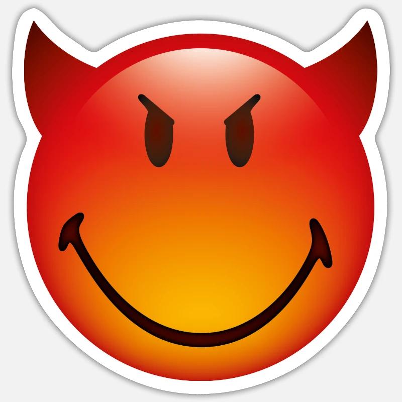 Smiley Glossy Devil - Sticker taille S (10 x 10 cm) - blanc mat
