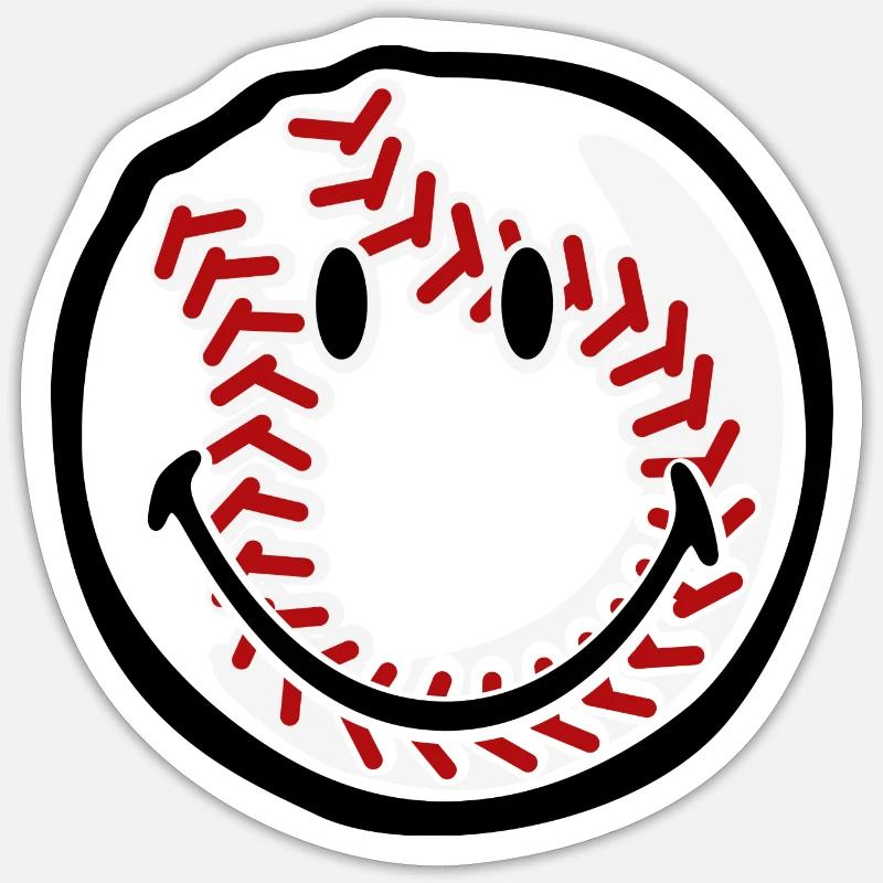 Smiley Baseball - Sticker taille S (10 x 10 cm) - blanc mat