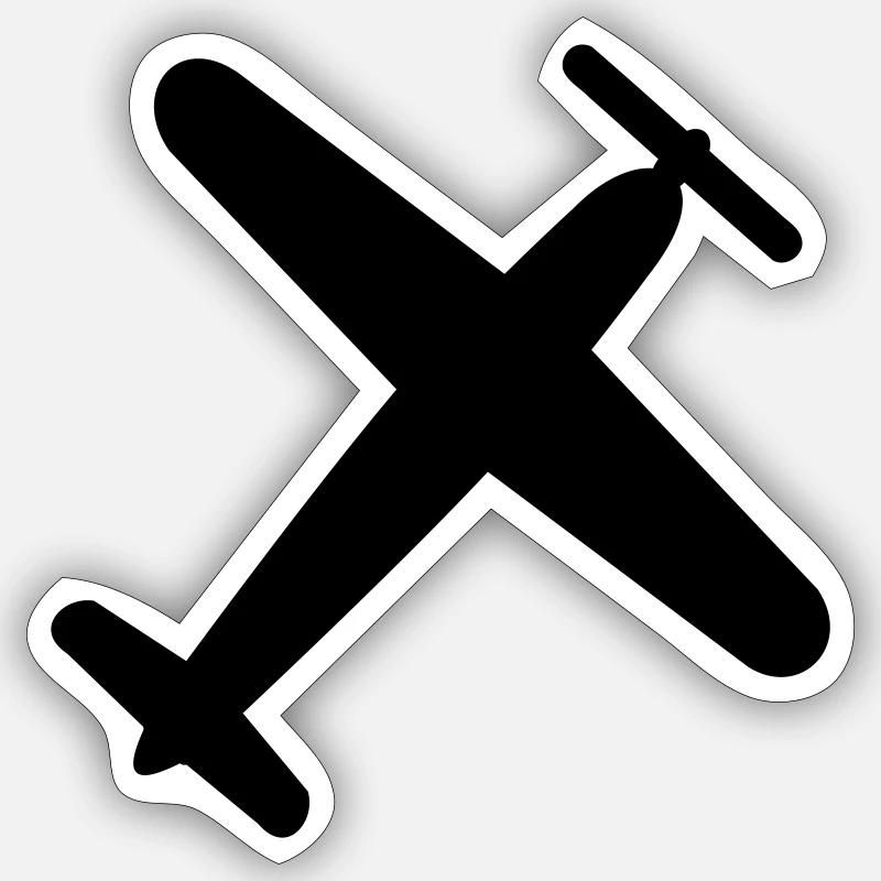 avion - Sticker taille S (10 x 10 cm) - blanc mat