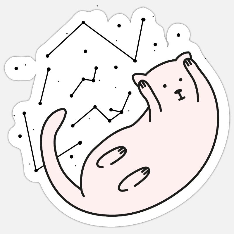 Space Cat version 2 - Sticker taille S (10 x 10 cm) - blanc mat