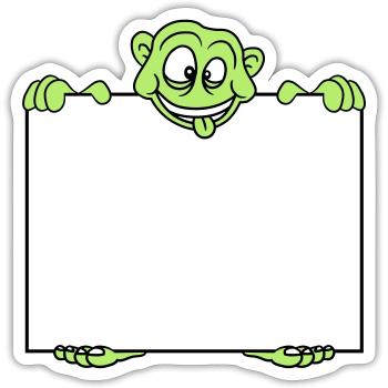 shield monster hold text box write blank fl - Sticker size S (10 x 10 cm) - white matte - Front