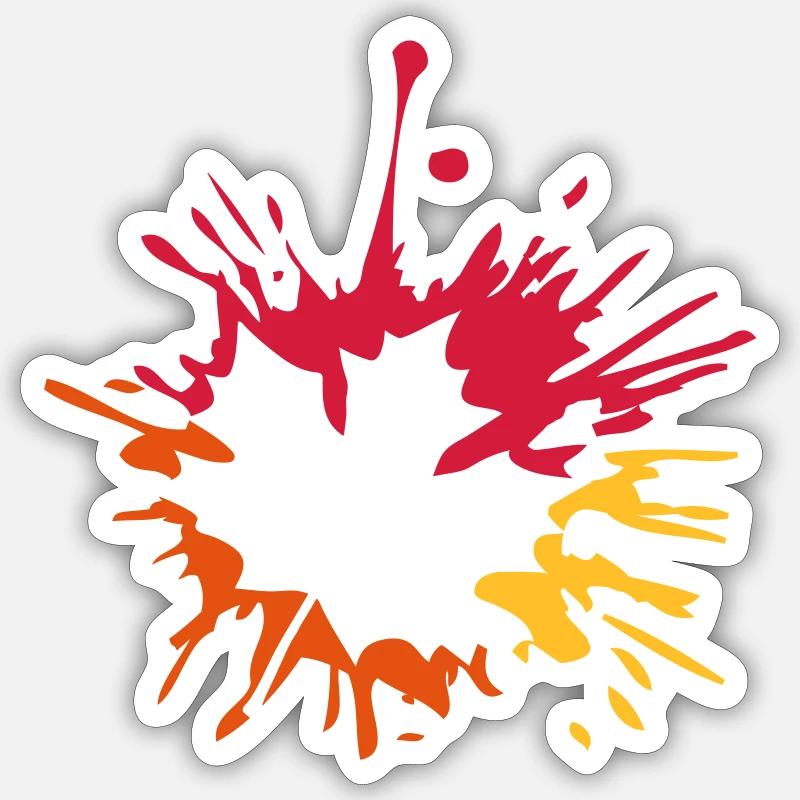 colorful blob drop paint splatter maple leaf he Sticker size S (10 x 10 cm)