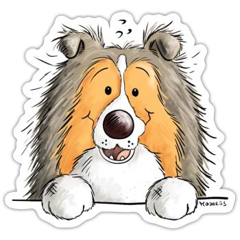 Süßer Shetland Sheepdog - Sticker Größe S (10 x 10 cm) - Mattweiß - Vorne