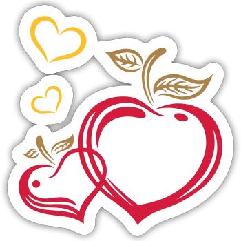 Two apples in heart shape, autumn, fruits, love. - Sticker size S (10 x 10 cm) - white matte - Front