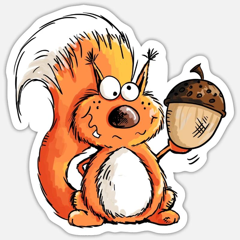 Eichhörnchen - Tier - Tiere - Eichel - Wald Sticker Größe S (10 x 10 cm)