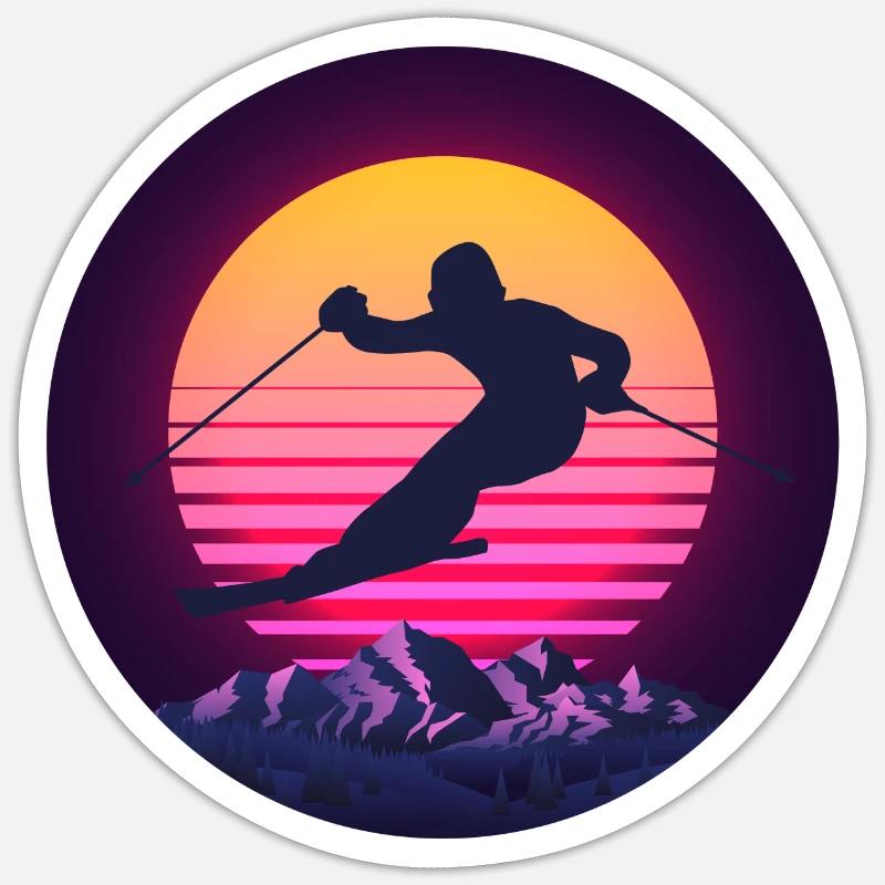 École de ski - Sticker taille S (10 x 10 cm) - blanc mat
