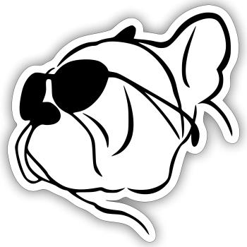 Les lunettes à Bouledogue (G) - Sticker taille S (10 x 10 cm) - blanc mat - Devant