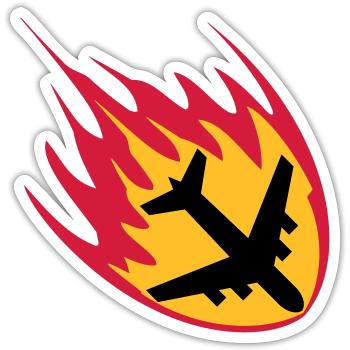 feu flammes graver accident crash accident atterri - Sticker taille S (10 x 10 cm) - blanc mat - Devant