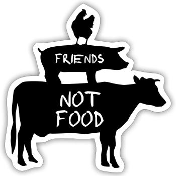 Vegan - Animals are Friends - Sticker size S (10 x 10 cm) - white matte - Front