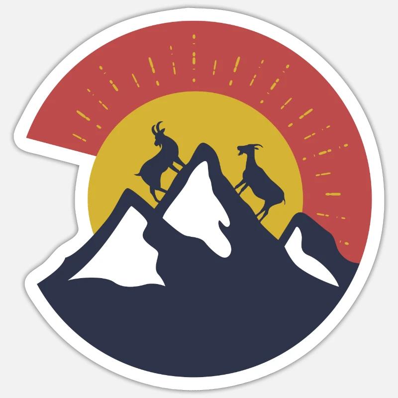 Chèvre billy chèvre montagnes - Sticker taille S (10 x 10 cm) - blanc mat