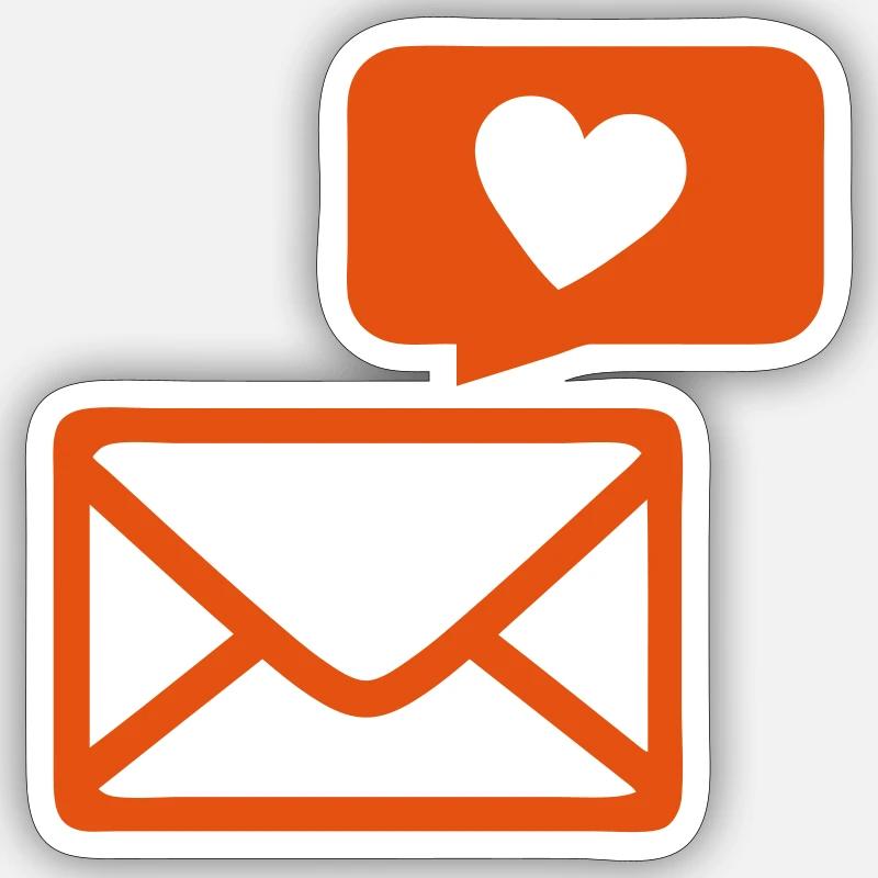 envelope bubble heart icon - Sticker size S (10 x 10 cm) - white matte