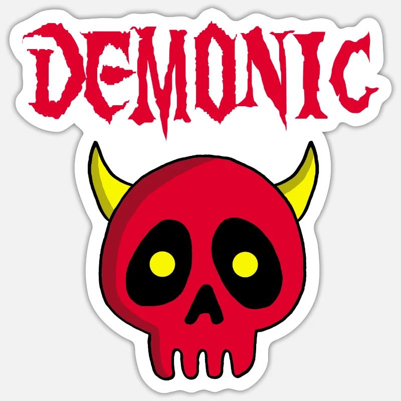 Manga Dämonenschädel - Sticker Größe S (10 x 10 cm) - Mattweiß