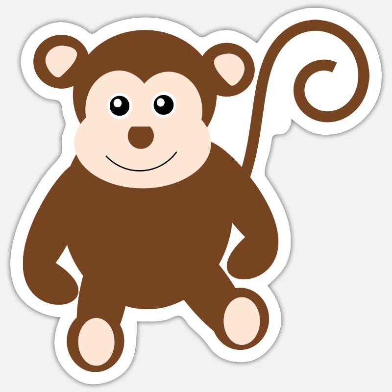 Affe - Sticker Größe S (10 x 10 cm) - Mattweiß