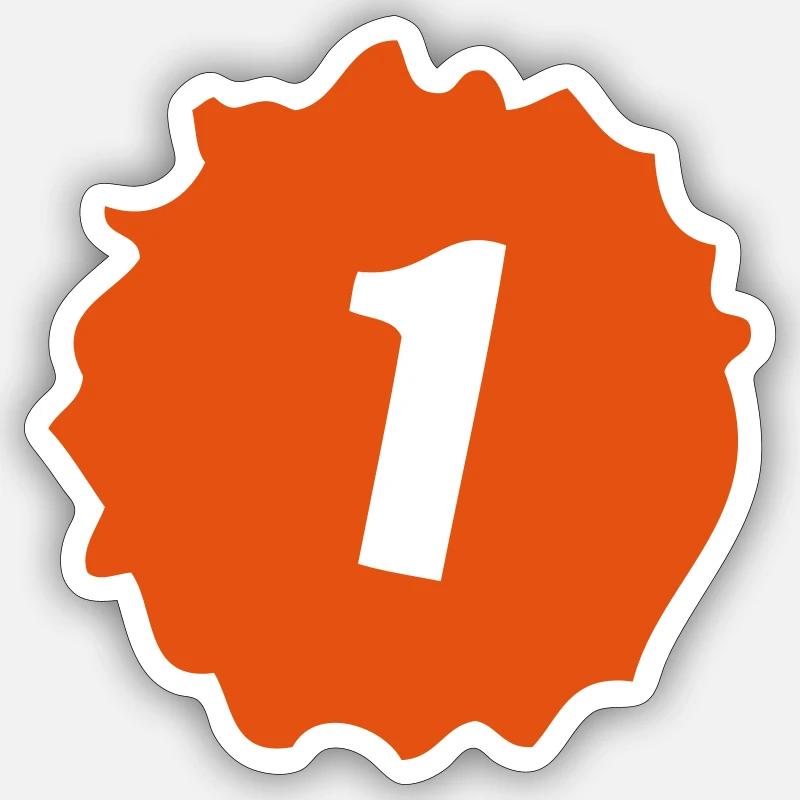 Nummer 1 ein - Sticker Größe S (10 x 10 cm) - Mattweiß