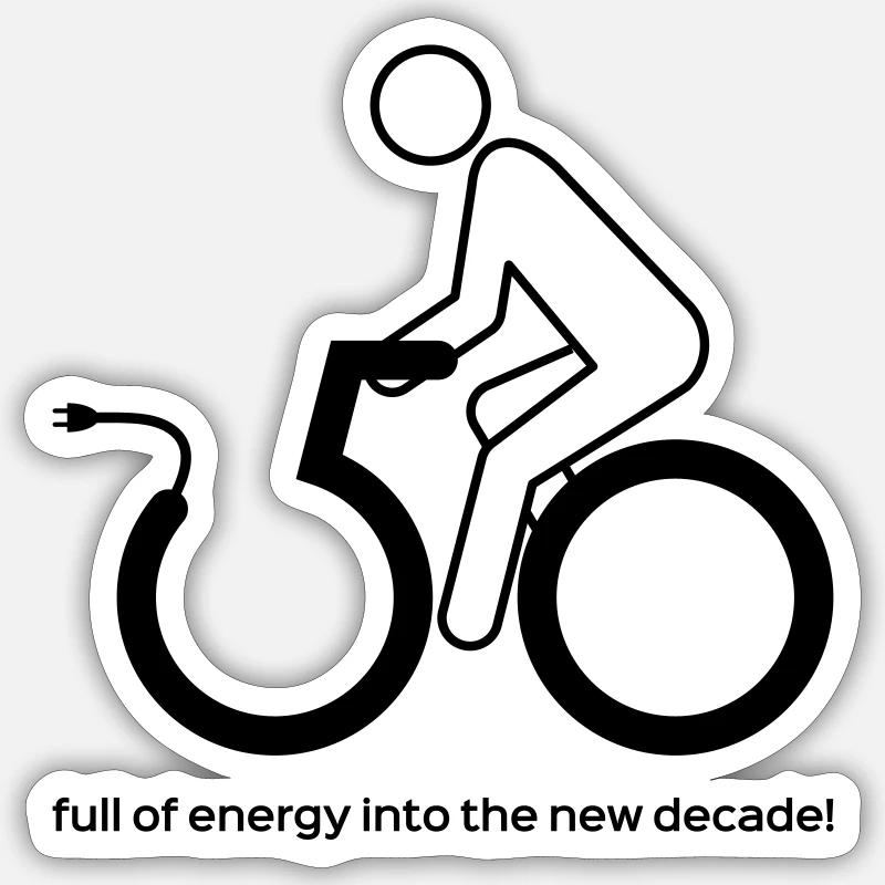E-biker 50e anniversaire - Sticker taille S (10 x 10 cm) - blanc mat