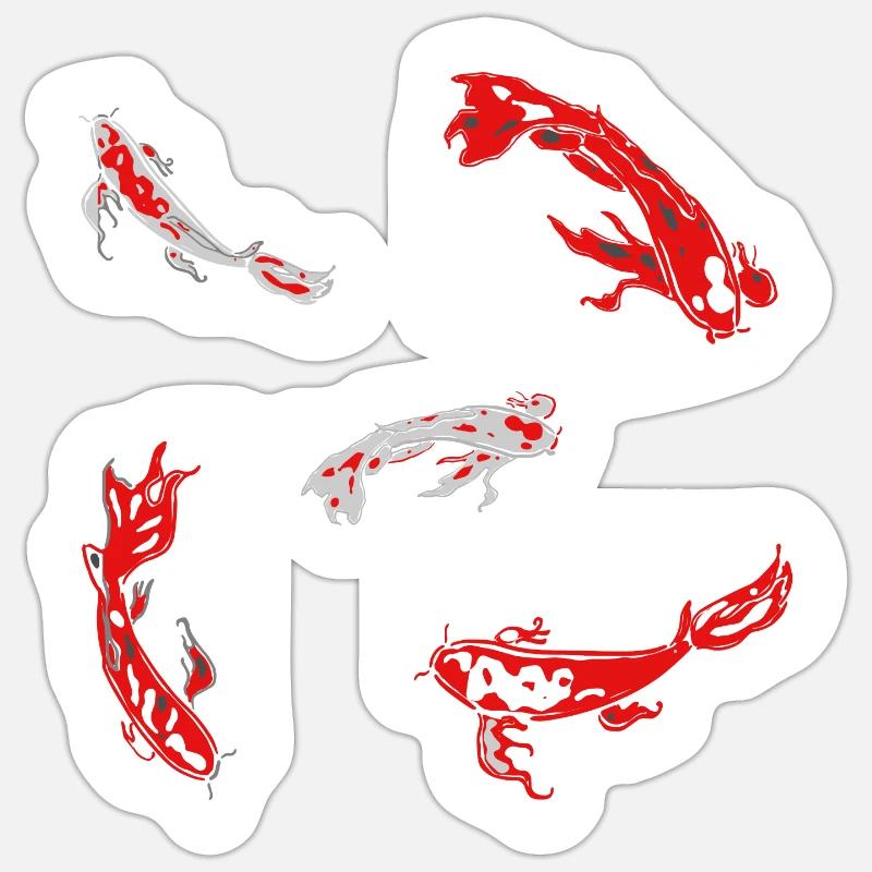 carp red fish koi japan pattern abstract art - Sticker size S (10 x 10 cm) - white matte