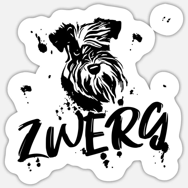 Zwergschnauzer / Schnauzer - Comic Design Geschenk - Sticker Größe S (10 x 10 cm) - Mattweiß