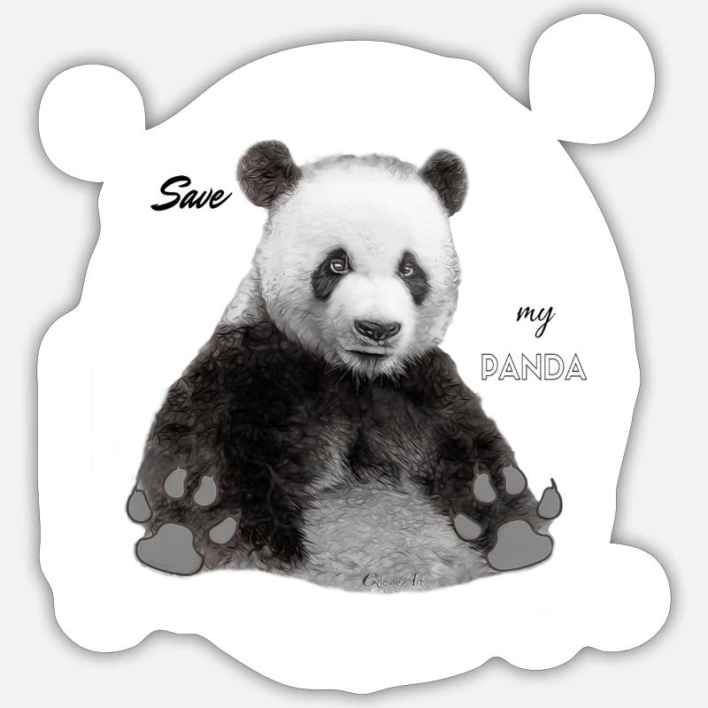 panda - Sticker taille S (10 x 10 cm) - blanc mat