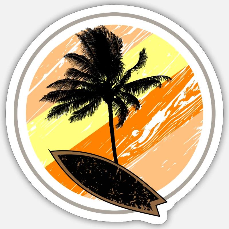 Beach Surf Sun - Sticker taille S (10 x 10 cm) - blanc mat