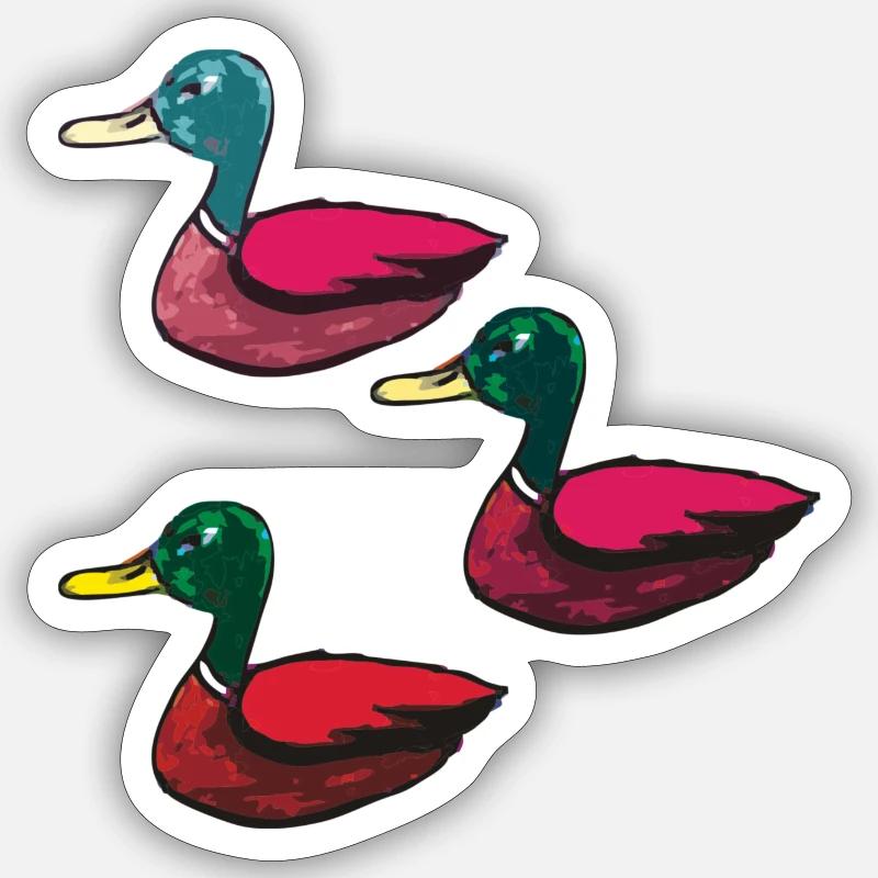 Ducks pack of three - Sticker size S (10 x 10 cm) - white matte