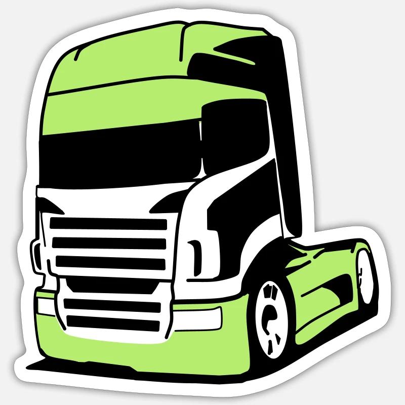 Camion V8 saisissant - Sticker taille S (10 x 10 cm) - blanc mat