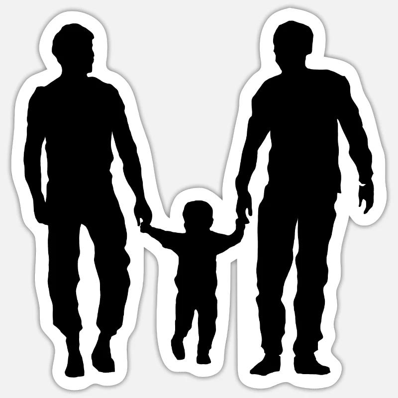 2 Väter mit Kind Sticker Größe S (10 x 10 cm)
