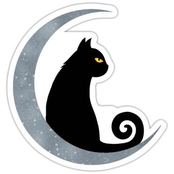 Moon Cat - Sticker size S (10 x 10 cm) - white matte - Front