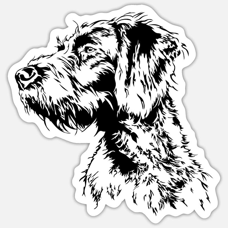 DEUTSCH DRAHTHAAR Wilsigns Jagdhund Jagdhunde - Sticker Größe S (10 x 10 cm) - Mattweiß