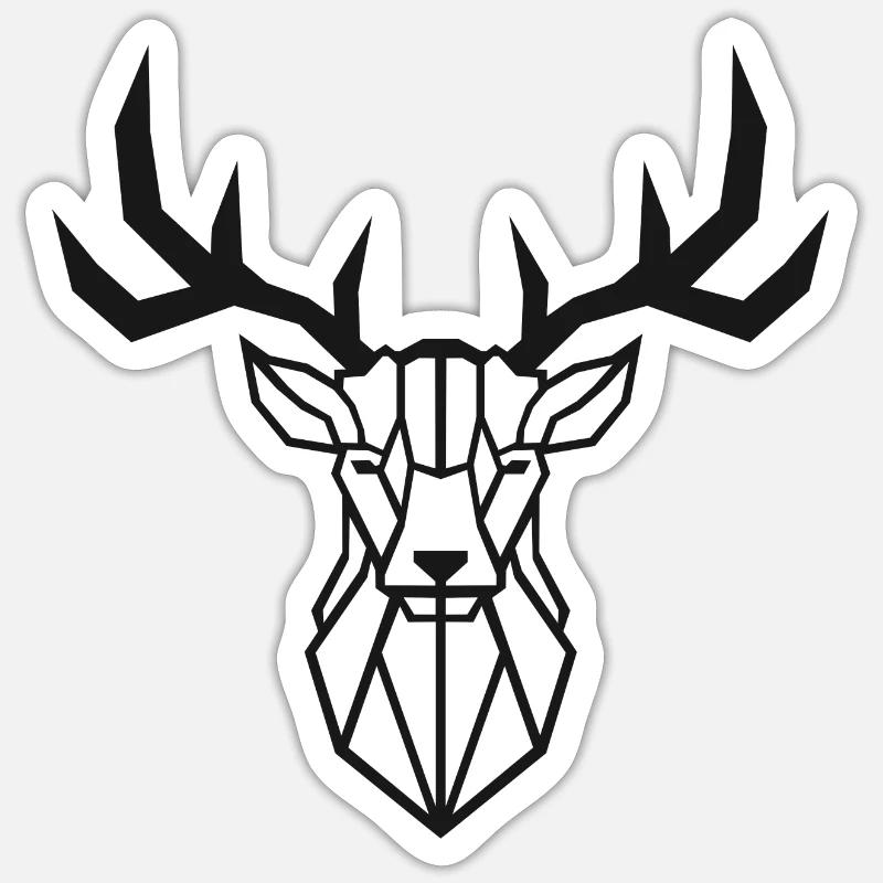 Minimalistic - Deer / Hirsch - Sticker Größe S (10 x 10 cm) - Mattweiß