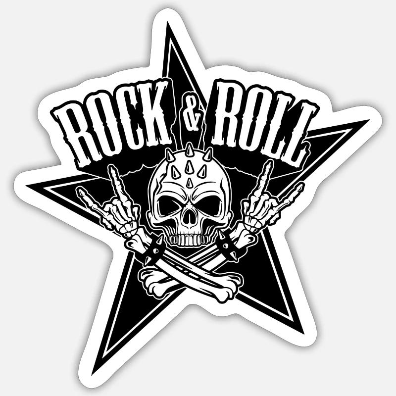 Rock and roll skull - Skull Sticker size S (10 x 10 cm)