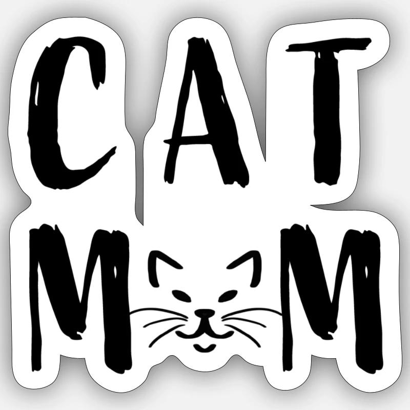 Maman chat - Sticker taille S (10 x 10 cm) - blanc mat